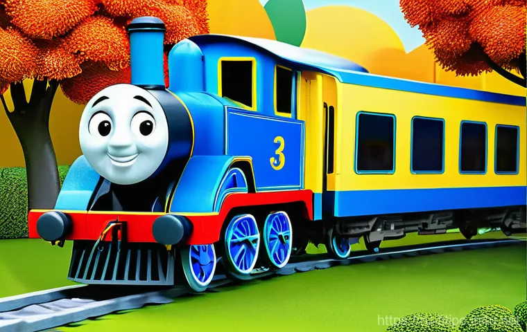 띠띠뽀 시즌3 기대 포인트 - **Prompt:** A vibrant, cheerfully animated scene depicting a group of anthropomorphic train characte...