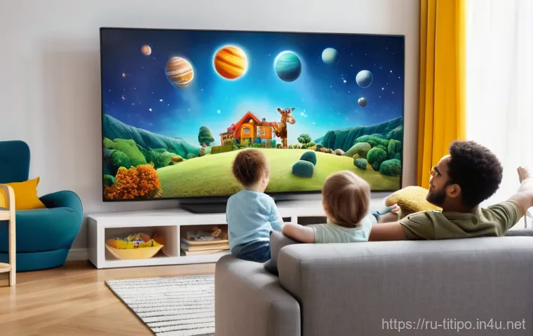띠띠뽀와 어린이 콘텐츠의 윤리 - **Prompt 1: Family Learning Together**
A warm and inviting scene in a modern living room, bright...