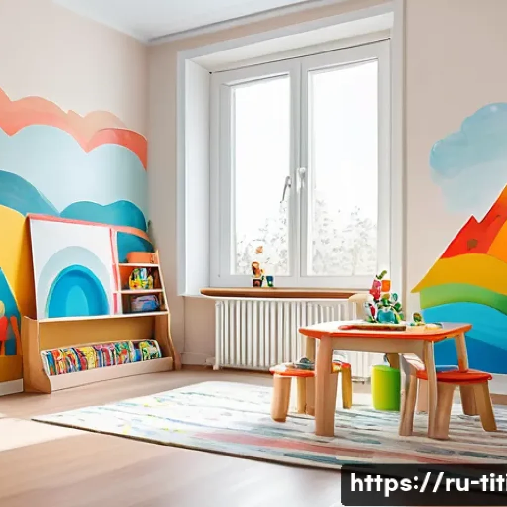 띠띠뽀 색칠공부 자료 - A cozy children’s creative corner in a modern Russian apartment, featuring a small wooden table with...