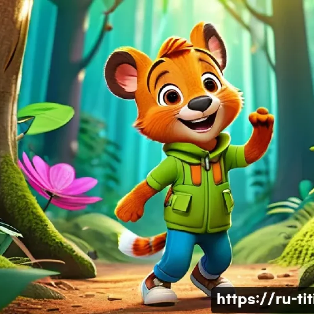 띠띠뽀 팬 커뮤니티 - A vibrant and cheerful scene featuring Titi, the energetic and curious main character of the cartoon...