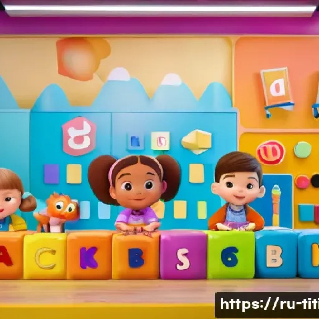 띠띠뽀 관련 다큐멘터리 제작 - A vibrant educational children's TV studio scene in Russia, featuring diverse young kids aged 3-6 we...