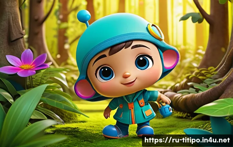 띠띠뽀 새로운 에피소드 예상 - A colorful and vibrant scene featuring a mysterious new character in the Titi-Pupo world, designed a...