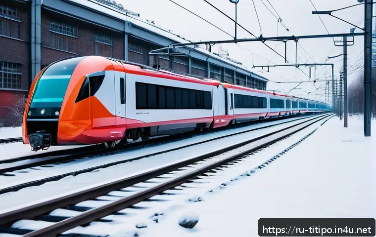 띠띠뽀와 관련된 철도 기술의 혁신 - A futuristic railway maintenance scene featuring autonomous drones and digital sensors scanning rail...